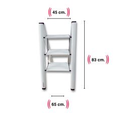 Endokon Katlanır Şık Merdiven Gümüş 3 Basamaklı - Alüminyum - Ev - Ofis Merdiveni