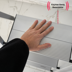 Endokon Katlanır Şık Merdiven Gümüş 3 Basamaklı - Alüminyum - Ev - Ofis Merdiveni