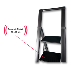 Endokon Tutma Kollu Şık Alüminyum Merdiven – 5 Basamaklı - Siyah