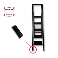Endokon Tutma Kollu Şık Alüminyum Merdiven – 5 Basamaklı - Siyah