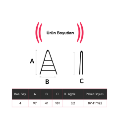 Endokon Geniş Basamaklı Katlanır Alüminyum Merdiven - 4 Basamaklı - Çift Taraflı Merdiven