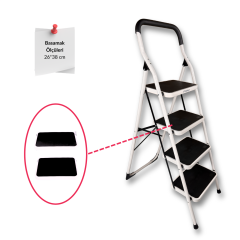 Endokon Çelik Geniş Dikdörtgen 4 Basamaklı Ev - Ofis Tipi Merdiven - Tutacaklı