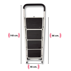 Endokon Çelik Geniş Dikdörtgen 4 Basamaklı Ev - Ofis Tipi Merdiven - Tutacaklı