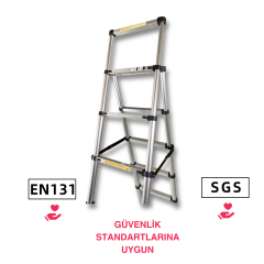 Endokon 200 + 164 cm. - 7+6 Basamaklı Teleskopik Merdiven - A Tipi Uzayan Merdiven