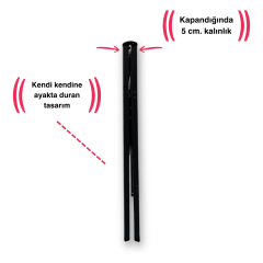 Endokon Katlanır Çelik Şık Merdiven - Siyah 3 Basamaklı - Portatif Ev Ofis Merdiveni