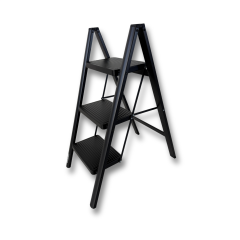 Endokon Katlanır Çelik Şık Merdiven - Siyah 3 Basamaklı - Portatif Ev Ofis Merdiveni