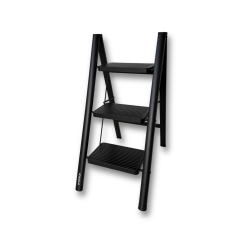 Endokon Katlanır Çelik Şık Merdiven - Siyah 3 Basamaklı - Portatif Ev Ofis Merdiveni