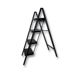 Endokon Katlanır Çelik Şık Merdiven Siyah 4 Basamaklı, Portatif Ev - Ofis Merdiveni