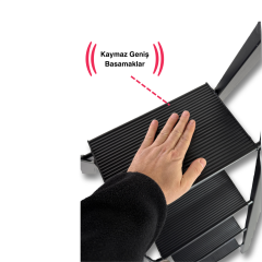 Endokon Tutma Kollu Şık Alüminyum Merdiven – 4 Basamaklı - Geniş Basamak, Kalın Profil