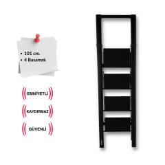 Endokon Tutma Kollu Şık Alüminyum Merdiven – 4 Basamaklı - Geniş Basamak, Kalın Profil
