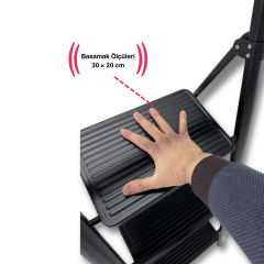 Endokon Katlanır Tutma Kollu Şık Merdiven Siyah 3 Basamaklı - Çelik - Ev - Ofis Merdiveni