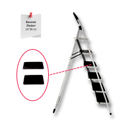 Endokon Çelik 6 Basamaklı Geniş Basamak Ev - Ofis Tipi Merdiven - Tutacaklı