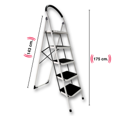 Endokon Çelik 5 Basamaklı Geniş Basamak Ev - Ofis Tipi Merdiven - Tutacaklı