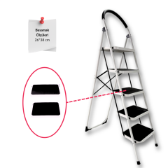 Endokon Çelik 5 Basamaklı Geniş Basamak Ev - Ofis Tipi Merdiven - Tutacaklı
