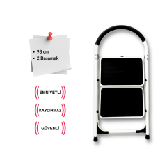 Endokon Çelik 2 Basamaklı Geniş Basamak Ev - Ofis Tipi Merdiven - Tutacaklı