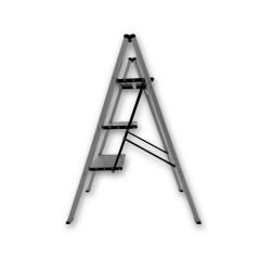 Endokon Katlanır Şık Merdiven Gümüş 3 Basamaklı - Alüminyum - Ev - Ofis Merdiveni