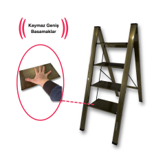 Endokon Katlanır Şık Merdiven Bronz 4 Basamaklı - Alüminyum - Ev - Ofis Merdiveni