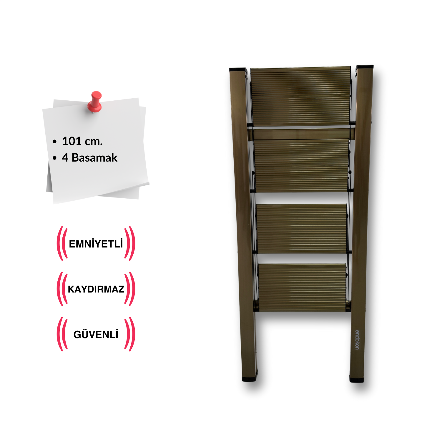 Endokon Katlanır Şık Merdiven Bronz 4 Basamaklı - Alüminyum - Ev - Ofis Merdiveni
