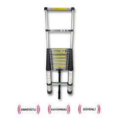 Endokon 470 cm. - 16 Basamaklı Teleskopik Alüminyum Merdiven - I Tipi Uzayan Merdiven