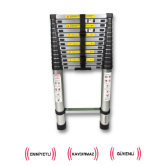 Endokon 540 cm. - 14 Basamaklı Teleskopik Alüminyum Merdiven - I Tipi Uzayan Merdiven