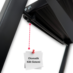 Endokon Katlanır Tutma Kollu Şık Merdiven Siyah 4 Basamaklı - Çelik - Ev - Ofis Merdiveni