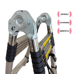 Endokon 220 + 220 cm. - 7+7 Basamaklı Teleskopik Çelik Merdiven